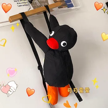 Juokingas animacinių filmų mielas pingvinas kuprinė mados asmenybės pliušinis lėlės maišelį mielas dovana pečių maišą
