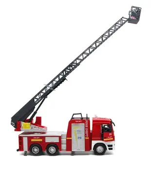 [Juokingi] 1:32 Liftas kopėčių ugnies gesinimo sunkvežimis žaislas Gaisrininkai atvirų durų šviesos ir garso lydinio automobilio modelį, vaikams, vaikui, dovana Eismo žaislas