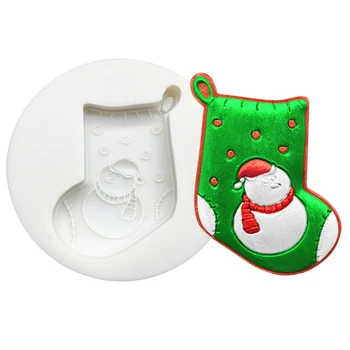 Kalėdų Kojinę Silikono Sugarcraft Pelėsių Dervos Įrankiai Keksiukų Kepimo Formos Minkštas Tortas Dekoravimo Įrankiai