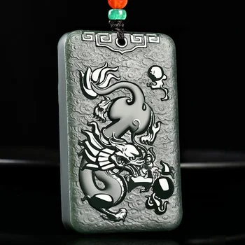 Karšto Pardavimo Gamtos Rankomis išdrožti Zodiako Dragon Karoliai Pakabukas Mados Juvelyrika Priedai Vyrų, Moterų Laimę Dovanos Amuletas