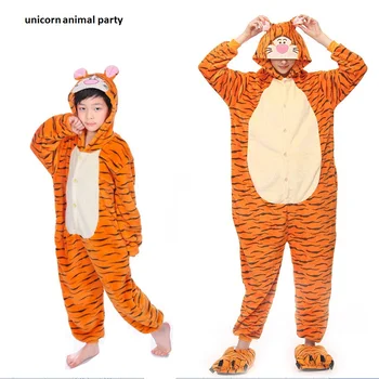 Kigurumi Moterų ir Vyrų Pajama Tigras Onesies Suaugusiųjų Flanelė Pižama Gyvūnų Kostiumai Mielas Animacinių filmų Gyvūnų Cosplay Sleepwear