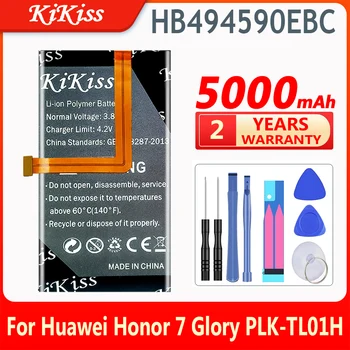 KiKiss 5000mAh HB494590EBC Pakeitimo Baterija Huawei Honor 7 Šlovės PLK-TL01H ATH-AL00 PLK-AL10 G620 G628 Baterijos