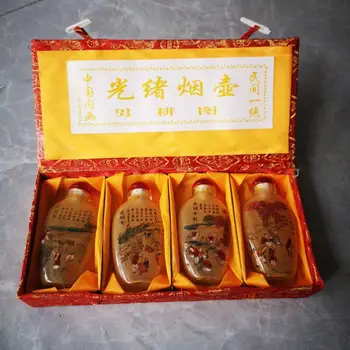 Kinijos Surinkimo Imperatorius Guangxu Laikotarpį dirbamos Žemės Kraštovaizdžiu Tapybos, stiklo UOSTI BUTELIS-tapyba namų puošybai UOSTOMASIS tabakas