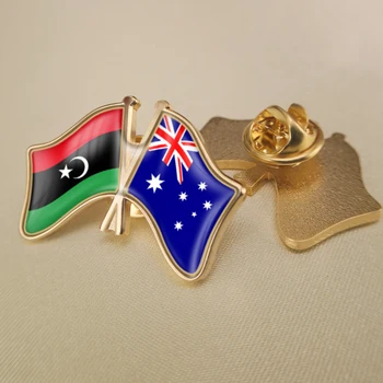 Libijos Arabų Džamahirija ir Australija Kirto/Double/Draugystės Šaligatvio Sagė Emblemos Atvartas Smeigtukai