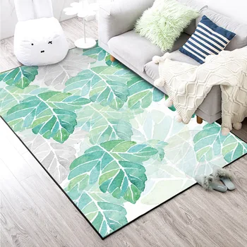 Madingas Šiaurės švieži ir paprasta žalia augalų lapai miegamojo kambarį naktiniai kilimų durų kilimėlis