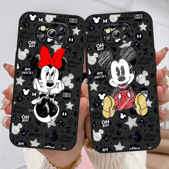 Mados Disney Mickey Minnie Telefoną Atveju Xiaomi Poco X3 NFC F3 GT M4 M3 M2 X2 F2 Pro C3 F1-F4 M5 X4 GT Black Padengti Funda Minkštas