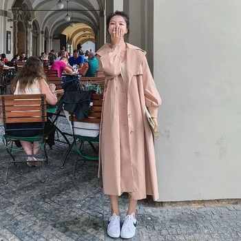 Mados Švarkelis Moterų 2022 Nauji Ilgi Pavasarį, Rudenį Britų Stiliaus korėjos Prarasti Atsitiktinis Paltas Streetwear Tranšėjos Paltai Moterims