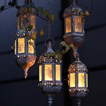 Maroko kūrybos žvakė, lempa, geležies apdaila sienos kabinti lauko vėjo sodo gėlių namo apdaila retro žvakidė