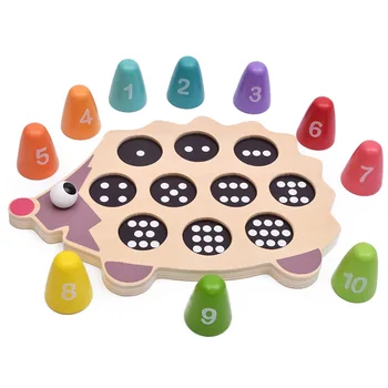 Medinis Ežiukas Matematikos Mokymosi Priemonę, Skaičių, Skaičiavimo Atitikimo Žaidimai Vaikams per 3 Y Montessori Medienos Žaislai Vaikams