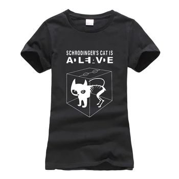 Medvilnės trumpomis Rankovėmis Tshirts femme camiseta moterų juokinga Schrodinger ' s Cat marškinėliai atsitiktinis 2021 m. Vasarą Big Bang Teorija marškinėliai