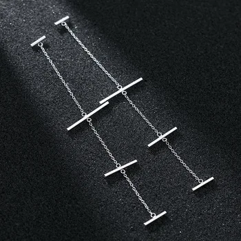 Minimalizmas 925 Sterlingas Sidabro Geometrinis Ilgai Kutas Lašas Auskarai Moterims, Originalaus Dizaino Sterlingas Sidabro Papuošalai