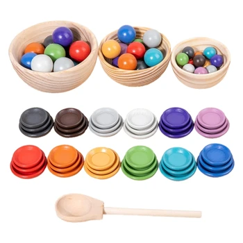 Montessori Vaikų Spalvos Rūšiavimo Bowl & Rutulio Įspūdį Žaislas Pirminės Bamblys Veikla