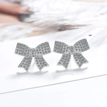 Moterų Mados Romantiška Bowknot Vestuvių Stud Auskarai Blizga Micro Crystal Asfaltuotas Drugelis Elegantiškas Vestuvių Ausų Auskarų vėrimo Papuošalai