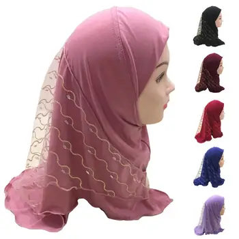 Musulmonų Vaikai Mergaičių Hijab Islamo Galvos Skara Amira Wrap Visiškai Padengti Akių Skrybėlę ir Skara Arabų Turbaną Skarelė Malda Skrybėlę Skarelės 2-6Y