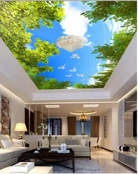 Mėlynas dangus, lubų kambarį miegamasis papel parede sienų tapetai Kraštovaizdžio tapetai freskomis Namų Puošybai