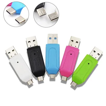 Naujas 2 In 1 USB OTG Kortelių Skaitytuvo Adapteris Didelės spartos Micro USB TF, SD Kortelių Skaitytuvas USB 2.0 Tipas C 2 In 1 