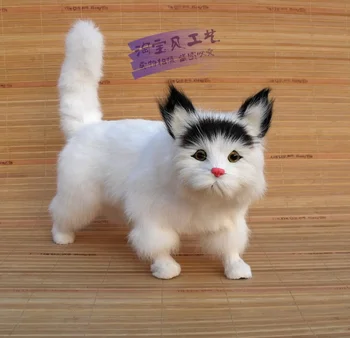 naujas modeliavimo juoda galva katė žaislas polietileno & kailiai, nuolatinis katė lėlės dovana, apie 30x12x28cm 2029