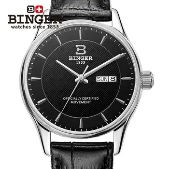 Naujas Šveicarija vyriški Žiūrėti prabangos prekės BINGER Japonijoje MIYOTA Mechaninė Automatinė Laikrodžius Vandeniui Vyrų laikrodis B5008-5