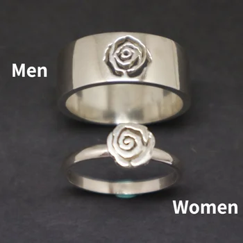 Paprastas Dizainas Šviežių Vyrų, Moterų Mėgėjams Žiedas Mados Sidabro Padengtą Raižyti Gėlės Žiedas Romantiškų Vyrų, Moterų Jubiliejų Papuošalai