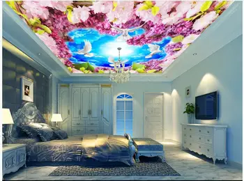 pasirinktinius nuotraukų 3d lubų freskomis tapetai, Dangus baltas balandis, gėlės kambarį dekoro 3d sienų freskomis tapetai, sienų ir 3 d