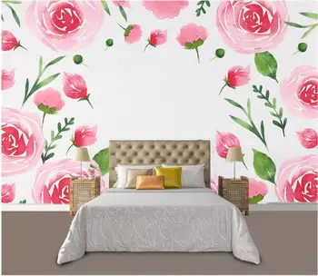 Pasirinktinius nuotraukų freskos 3d tapetai Akvarelė rožių gėlių fone, sienos, namų dekoro 3d sienų freskomis tapetai už kambarį