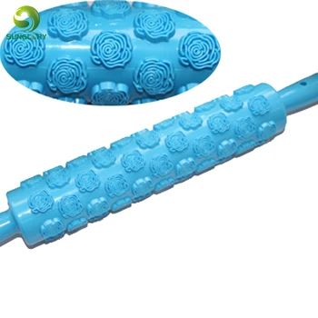 Plastikiniai Non-Stick Gėlių Formos Tortas, Kočėlas Minkštas Iškilumo Kočėlas Tortas Įspaudas Roller Tortas Dekoravimo Priemonės, Mėlyna