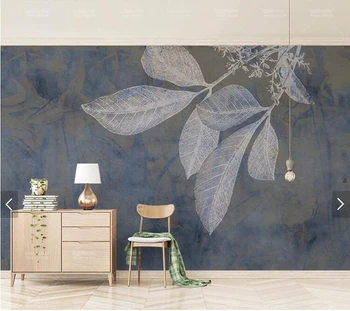 Pritaikytas modernus minimalistinio tapetai, lapų tekstūra freskomis gyvenimo kambario, miegamasis, sofa fone sienų apmušalai atsparus vandeniui