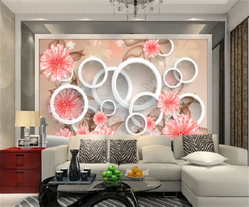 Pritaikyti 3d bet kokio dydžio tapetai, freskos Europoje ir Amerikoje, elegantiškas gėlių 3D ratas kambarį TV fono lipdukai tėtis