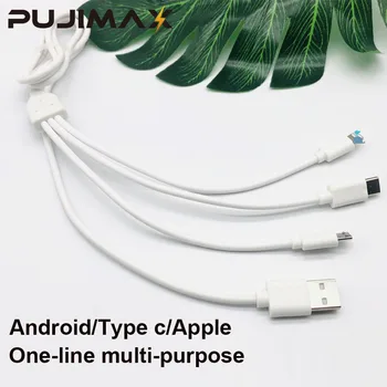 PUJIMAX 1m USB 3-IN-1 Duomenų Kabelis Android C Tipo 8Pin Uosto Universalus Įkrovimo Kabelis Huaiwei Xiaomi Išmanųjį telefoną, Krovimo Priemonės