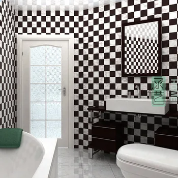 PVC vinilo lipnios tapetai paprasta juoda ir balta mozaika lipdukas vandeniui, virtuvė, vonios kambarys, vonia plytelės, sienos filmas 10M