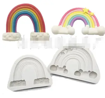 Pyragas Įrankis rainbow star debesis Silikono formos Pelėsių Romantiška Vestuvių Šokolado įrankiai, minkštas Pyragas Kepimo Miltelius Ledo