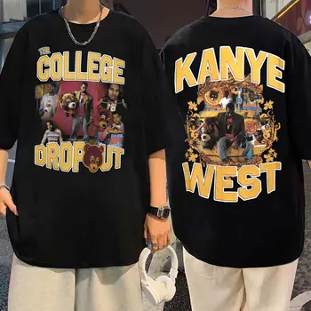 Reperis Kanye West College Dropout Muzikos Albumas Lokys Logotipą, Print T-marškinėliai Vyrams, Moterims, Negabaritinių Juoda Hip-Hop Marškinėlius Vyrų Cool Marškinėliai