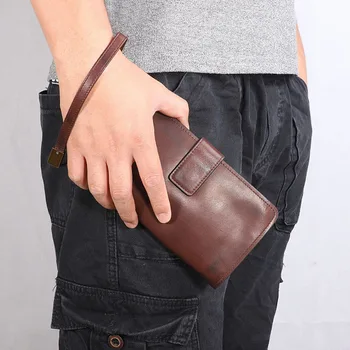 retro nekilnojamojo odos vyriški ilgio telefonas, piniginė, atsitiktinis multi-kortelės turėtojas monetų piniginė mados moterų lauko dienos sankabos krepšys