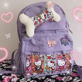 sanrio HelloKitty Animacinių filmų, animacinių filmų mergina Širdies Hello Kitty kuprine Tūkstantmečio Prieskonių nišą Taro Violetinė Katytė kuprinę