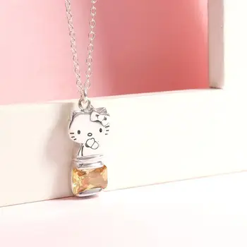 Sanrio Papuošalai Sanrio Fantazijos Rojus Hello Kitty Hello Kitty Uogiene Kristalų 925 Electroplated Sterlingas Sidabro Karoliai