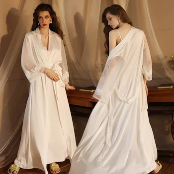 Sexy Nėrinių Kratinys Sleepwear Bridesmaid, Vestuvių Kimono Chalatai Suknelė Nuotakos Vestuvių Apdarą Kostiumas Su Strap Pižamą Apatinis Trikotažas