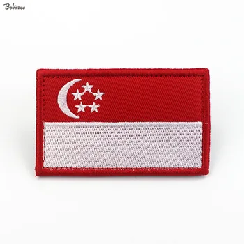 Singapūro vėliava Pleistrai su Kablio Kilpa Šalies Reklama Ženklelis Raištį Lipdukai Kuprinės, Kepurės Vienodas Apdaila