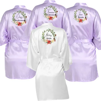 Sužadėtuvių Dovana Nuotaka Bridesmaid, Vestuves Skraiste Moterų Šilko, Satino Chalatas Kimono Suknelę Sleepwear