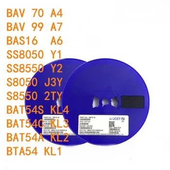 Tranzistoriai BAV70 A4 BAV99 A7 BAS16 A6 SS8050 Y1 SS8550 Y2 S8050 J3Y S8550 2TY BAT54S KL4 BAT54C KL3 BAT54A KL2 BAT54 KL1