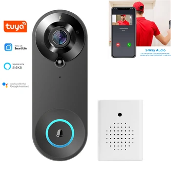 Tuya Smart Video Doorbell Kamera 1080P WiFi Vaizdo Belaidė Lauko durų skambutį Domofonas Durų Bell Veikia Su Alexa 