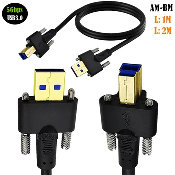 USB 3.0 Cable A Male-B Male, Su Dual M3 Fiksavimo Varžtas Naudojamas Docking Station Išorinio Kietojo Vairuotojams, Skeneris, Spausdintuvas