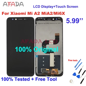 Už Xiaomi Mi A2 MiA2 LCD Jutiklinis Ekranas skaitmeninis keitiklis Jutiklis Stiklo Xiaomi 6X Mi6X LCD Panelė Modulis komplektuojami su Rėmo