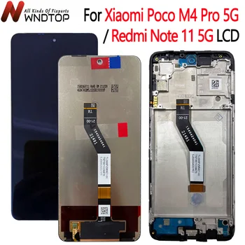 Už Xiaomi Redmi 11 Pastaba 5G LCD Ekranas Jutiklinis Ekranas Skydelis skaitmeninis keitiklis Asamblėjos Poco M4 Pro 5G LCD 21091116AG Ekrano WithFrame