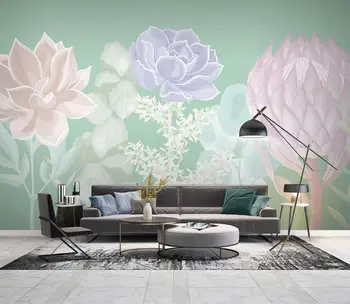 Užsakymą Bet kokio Dydžio Freska Tapetai, 3D Tropinių augalų žiedų, lapų Dažymas Gyvenimo Kambario, Miegamasis Namų Dekoro 3D Tapetai
