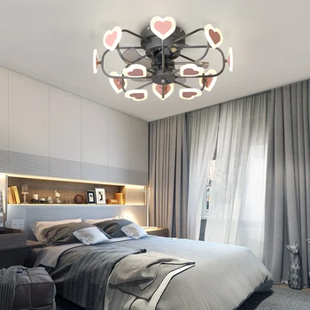 Vaikų kambario miegamojo lempa išjungti ventiliatoriaus lempos kūrybinė asmenybė meilė žibintas Šiaurės postmodernaus paprasta LED plonas nuotolinio