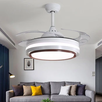 Ventiliatorius šviesos kambarį modernus minimalistinis namų dizaino valgomojo dažnio konversijos nuotolinio valdymo ventiliatorius šviesos