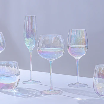 Vėliau Kaip Vaivorykštė Raudono Vyno Stiklo Nustatyti Electroplated Krištolo Ir Stiklo Vyno Stiklo Šviesos Prabangių Namų Goblet Šampano Stiklo Vyno Rinkinys