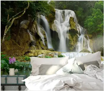 WDBH 3d tapetai pasirinktinius nuotraukų Kalnų krioklys, ežeras, gėlės, kraštovaizdžio namų dekoro kambario 3d sienų freskomis tapetai, sienų ir 3 d