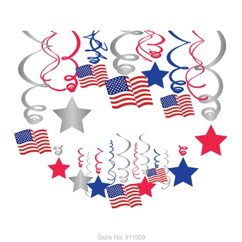 XL004 Jungtinių amerikos Nacionalinės Nepriklausomybės Dieną liepos 4-ąją Šalies Dekoracijas Kabinti Swirls Spirale