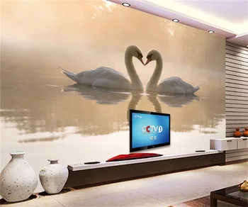 Šiaurės elegantiškas ir gražus swan TV foną, sienų tapyba viešbutis apdaila, tapetai užsakymą 3D tapetai, freskos papel parede